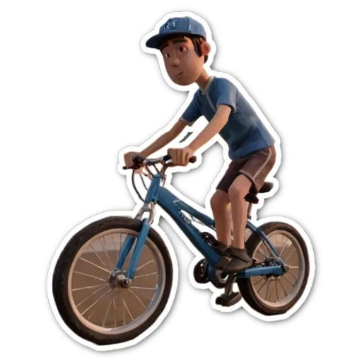 A young boy on a bicycle in a black and white color.