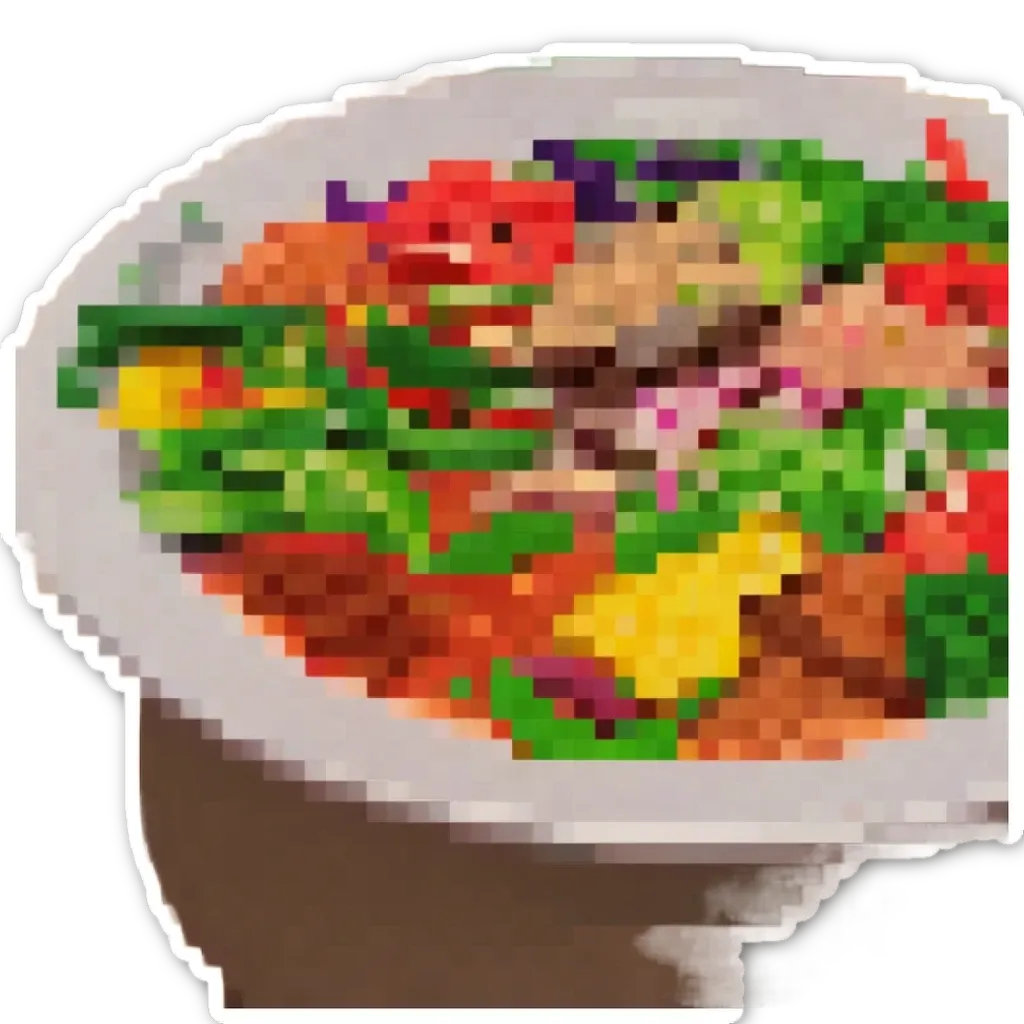 A digital version of a salad in a bowl.