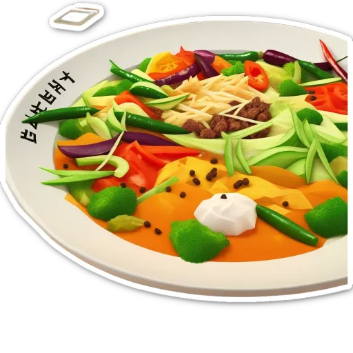 A plate of food with Asian writing on it.