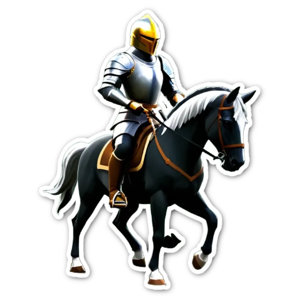 A man in a knight costume is riding a horse.