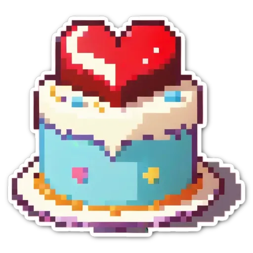 A heart is painted on the top of a cake.