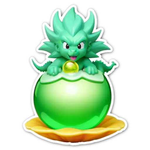 A green figure with a gold coin for a head is on a ball.