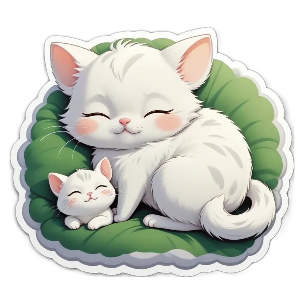 A cartoon picture of a mother cat and her kitten.