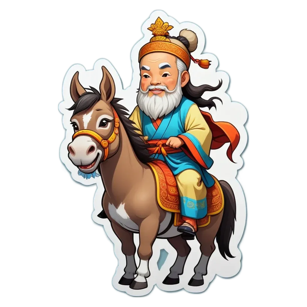A sticker of a man with a horse that is generated.