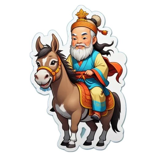A sticker of a man with a horse that is generated.