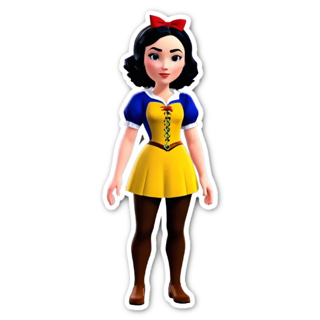 A sticker of a girl that is called snow white.