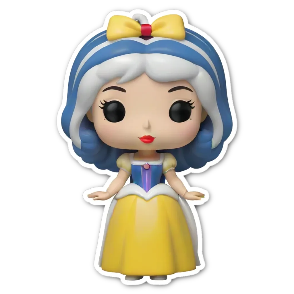 A princess pop figure with a yellow dress is standing with her hands on her hips.