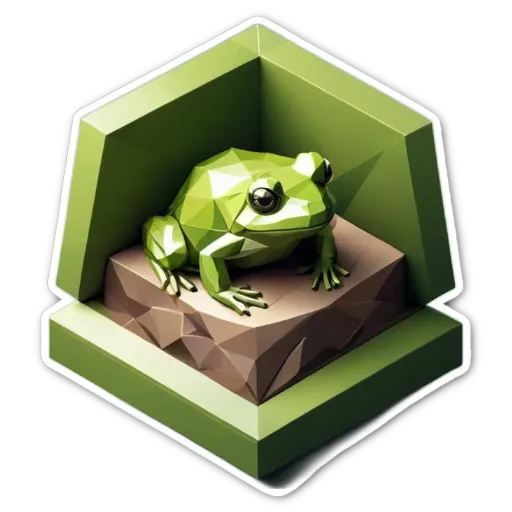 A frog inside a polygonal shape.