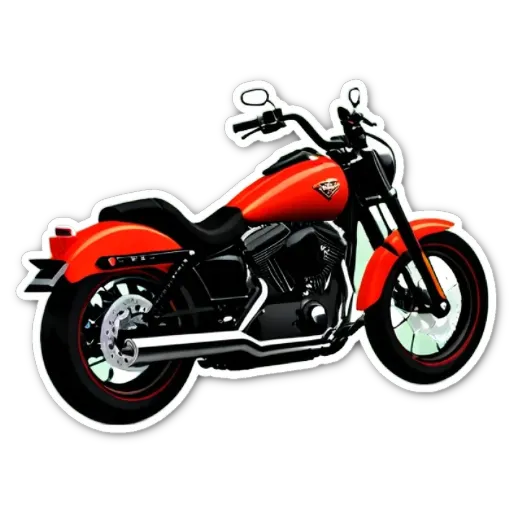 An orange motorcycle with a harley davidson sticker on it.