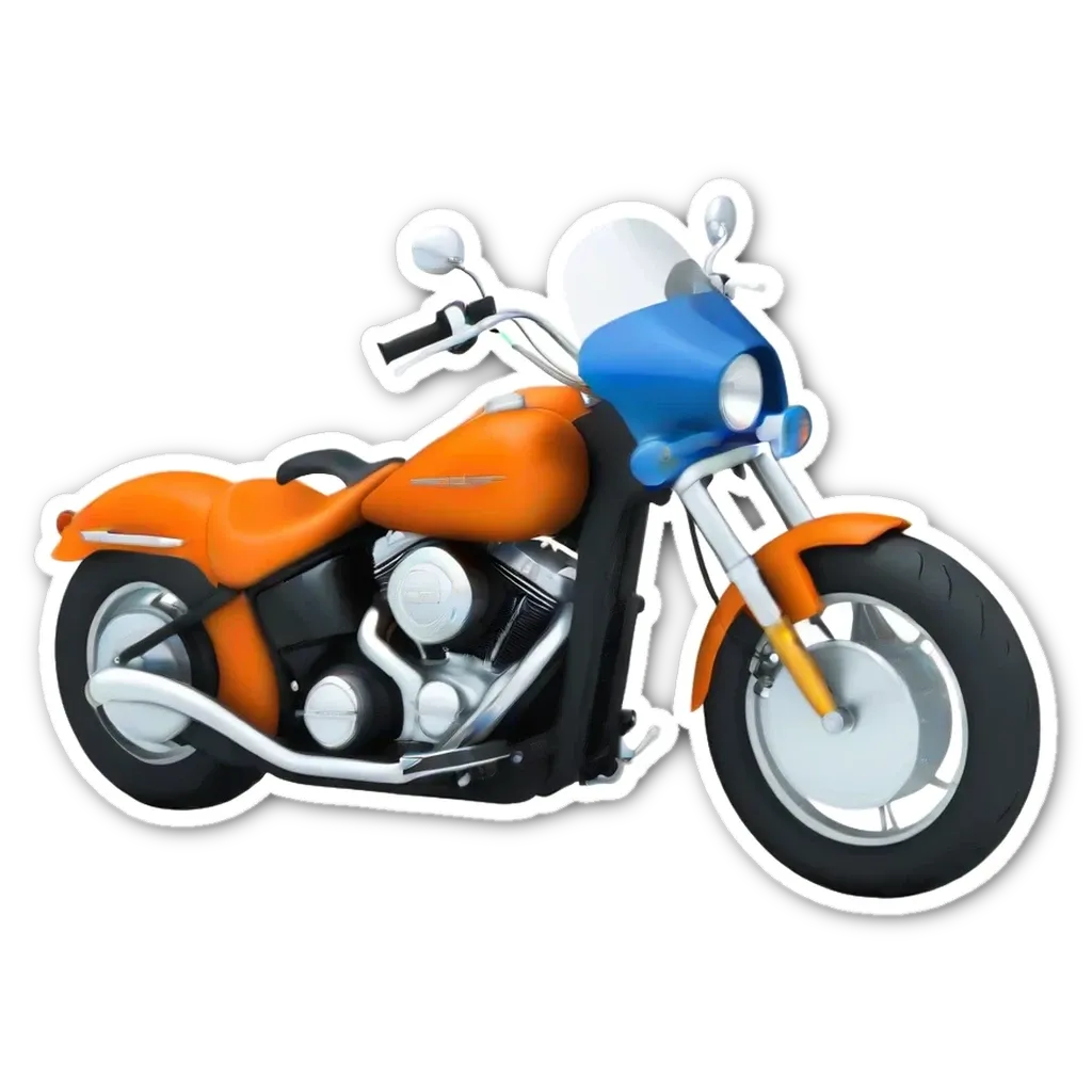 A sticker of a motorcycle against a black background.