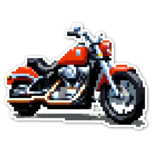 A sticker of a motorcycle that is entirely in digital color.
