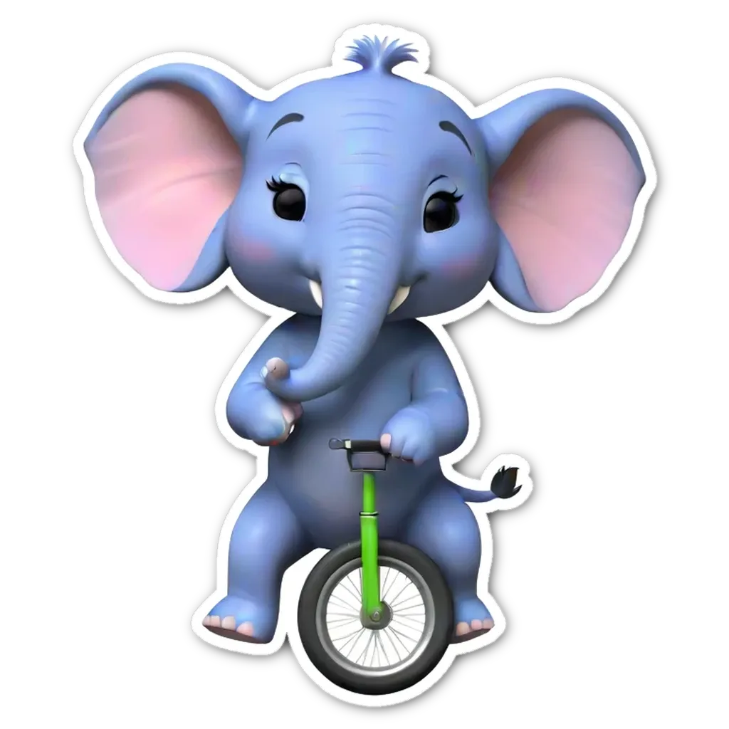 A elephant riding a bike on a sticker.