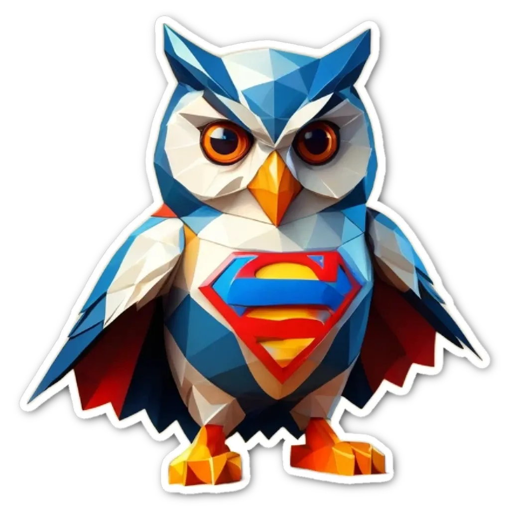 A owl with a superman costume.