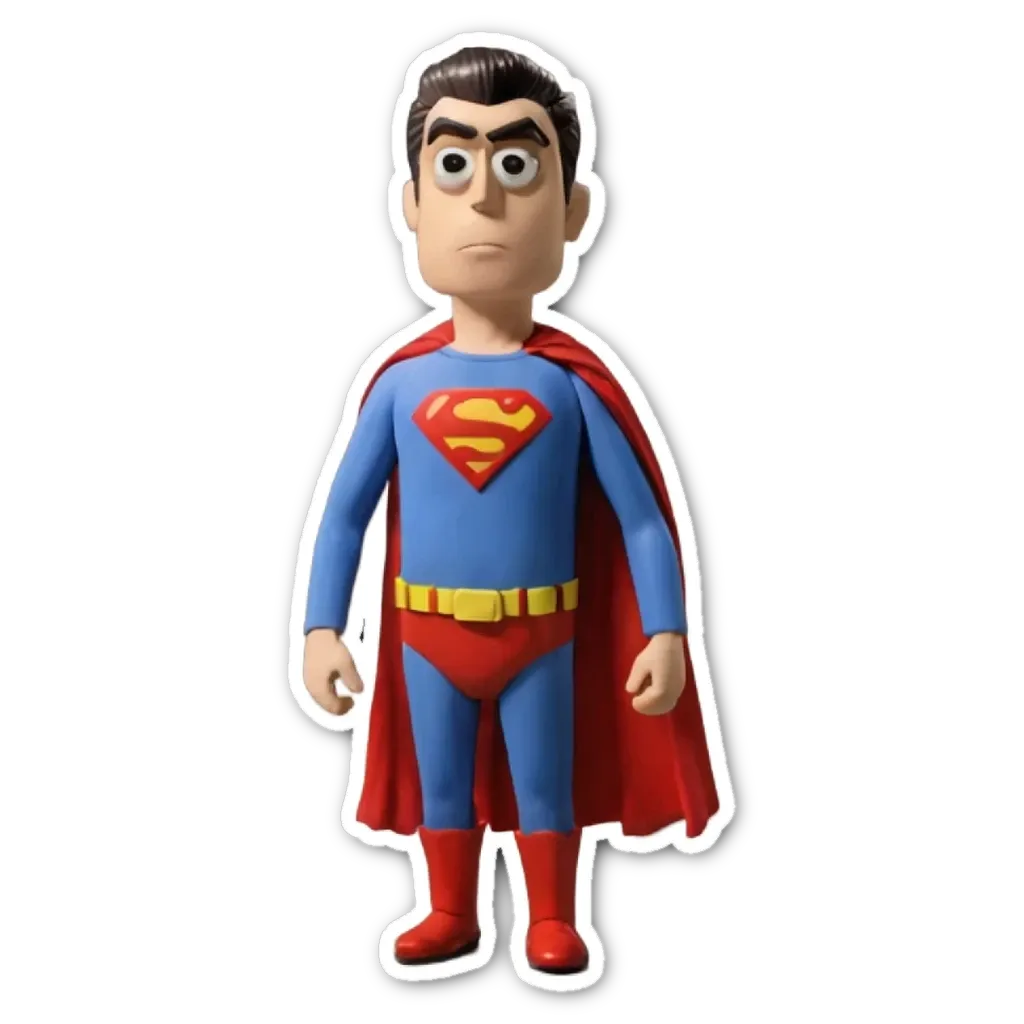 A superman plastic toy with a black background.