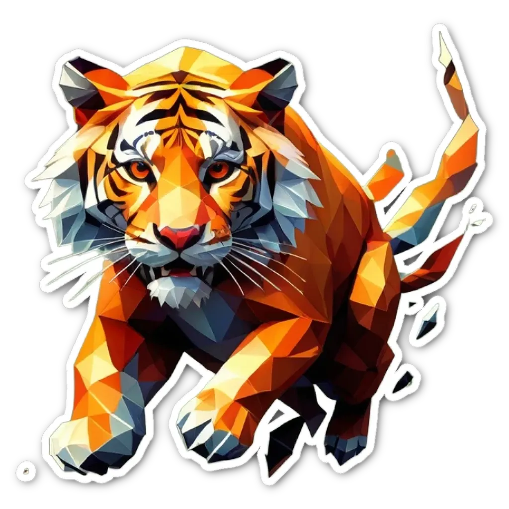 A tiger polygon sticker in orange.