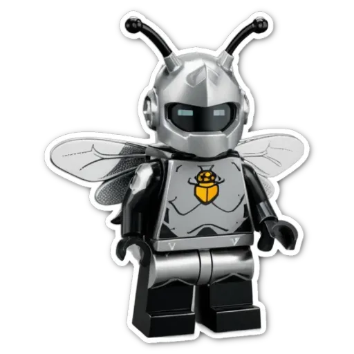A Lego insect man with a yellow and black color scheme.