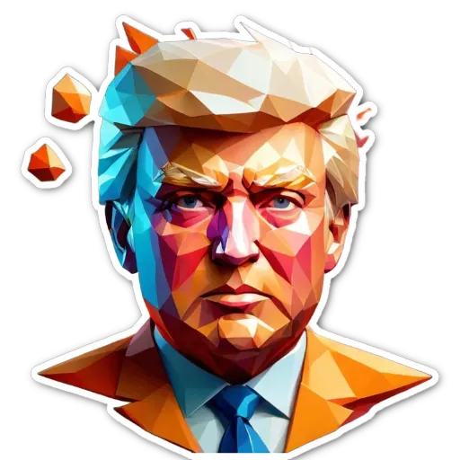 A Donald Trump face is created using a polygonal mesh.