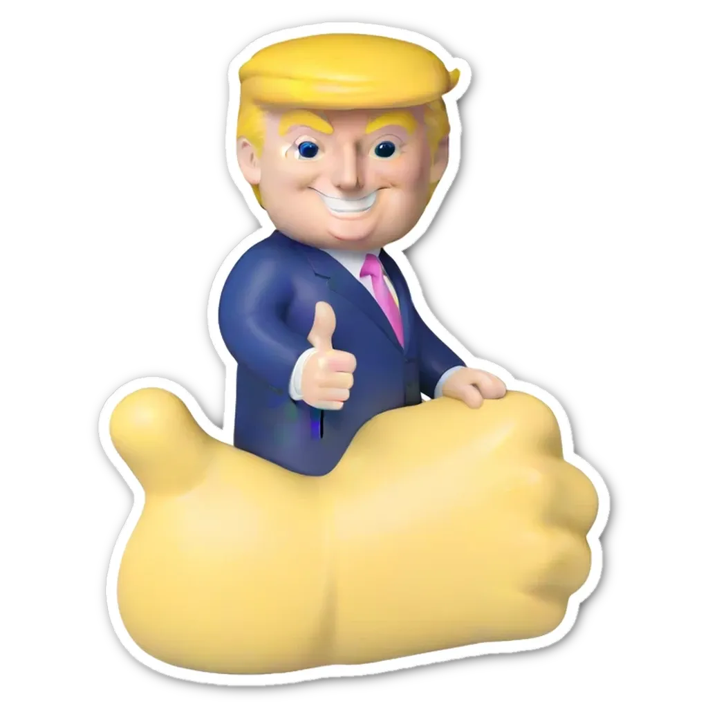 ADonald Trump sticker that is blue and gold.