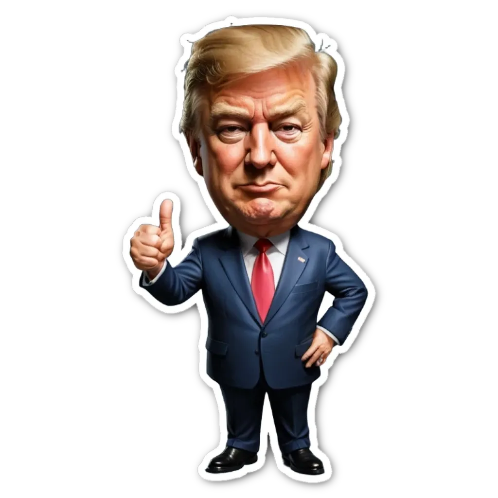 A Donald Trump sticker is giving the finger.