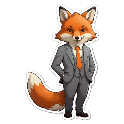 A cartoon picture of a fox wearing a suit and tie.