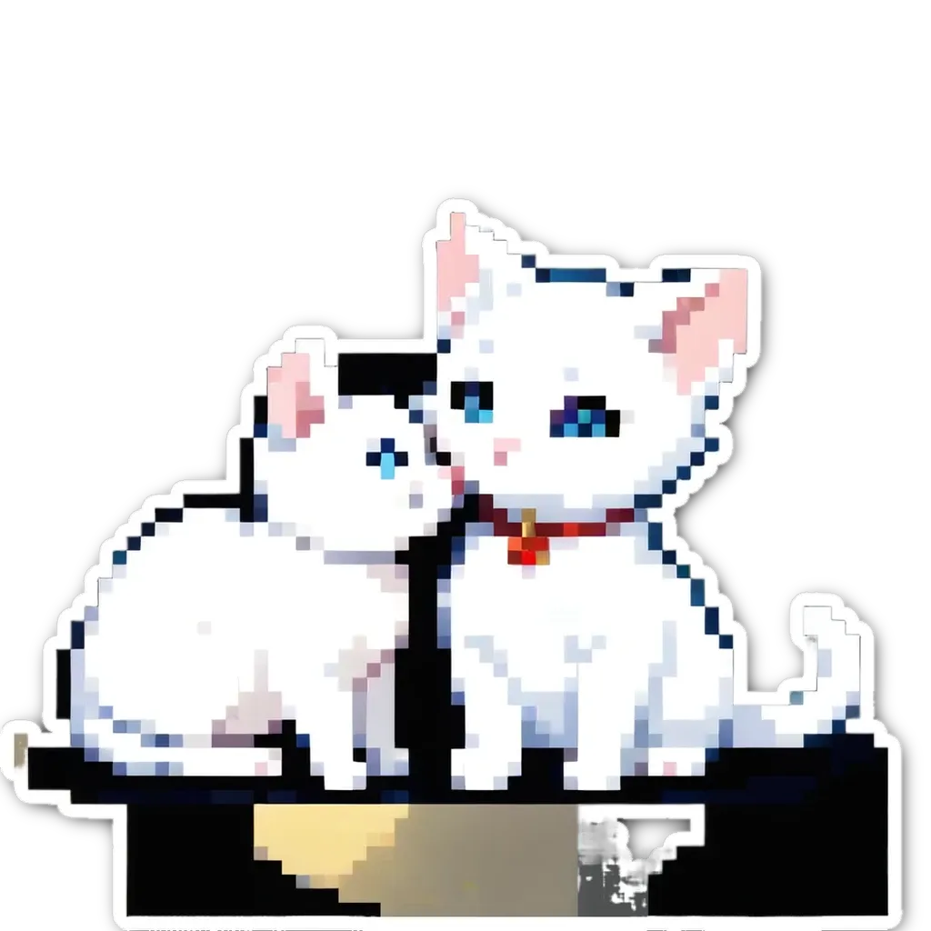 Two cats in a pixelated image.