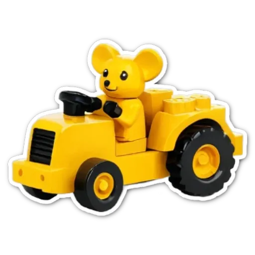 a yellow toy tractor with a mouse driver.