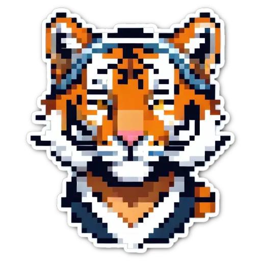 A tiger head generated with pixel art.