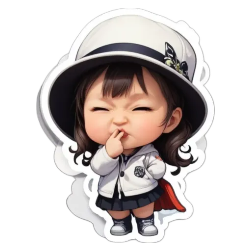 A girl wearing a hat and a white dress.