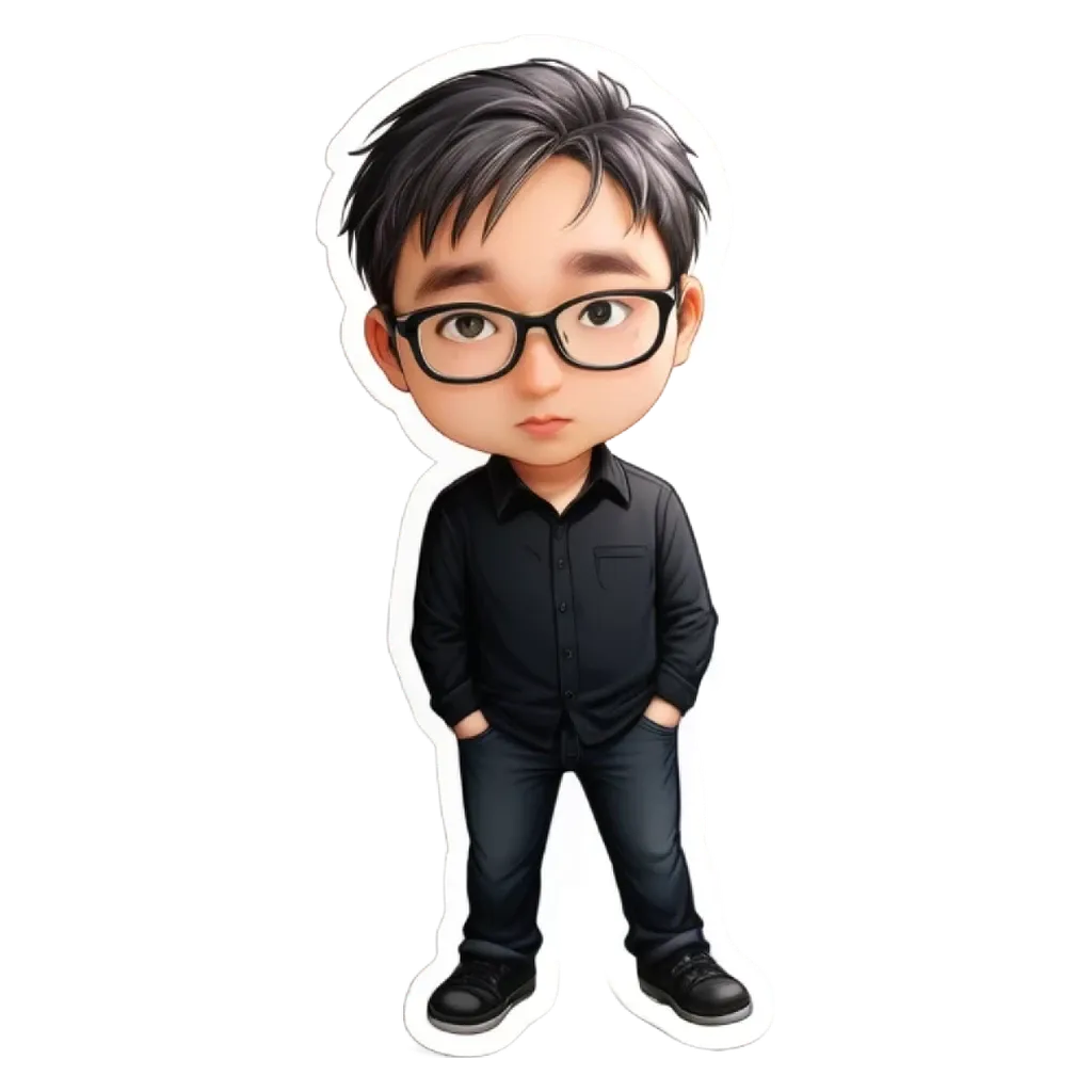 A boy wearing glasses and a black shirt.