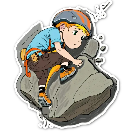 A cartoon drawing of a boy who loves to climb.