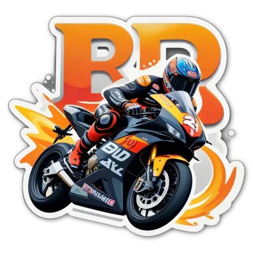 A person on a motorcycle with the letter R on it.