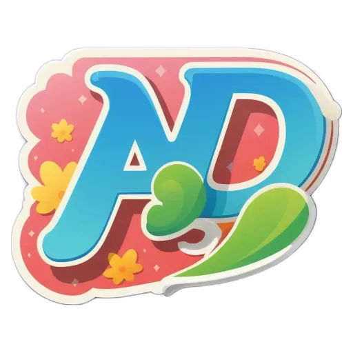 The letters ad in red and green colors.