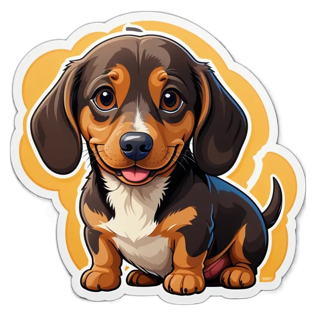 A cartoon dog with a black nose and a pink tongue.