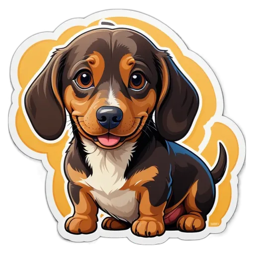 A cartoon dog with a black nose and a pink tongue.