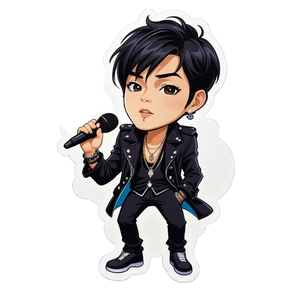 A boy singing into a microphone is depicted.
