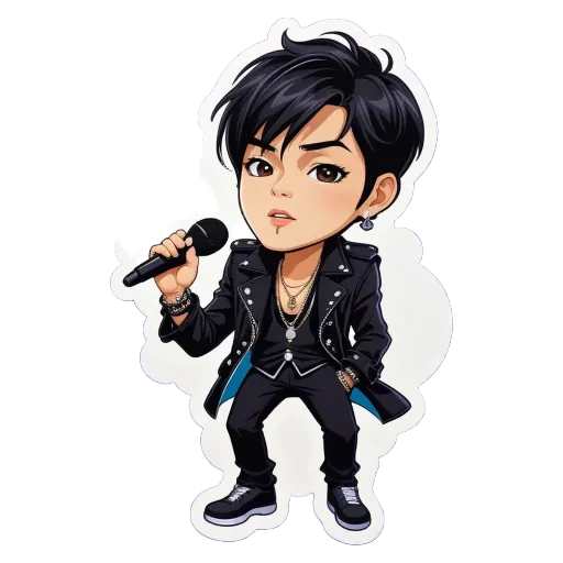 A boy singing into a microphone is depicted.