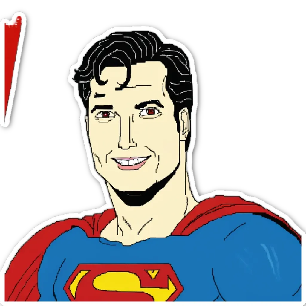 A superman comic strip is drawn with a red heart in the background.