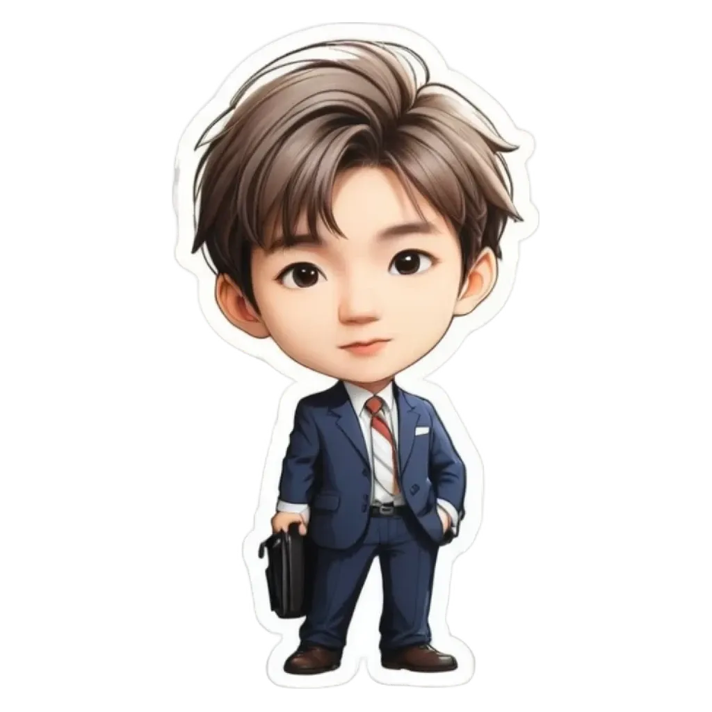 A cartoon picture of a man in a suit holding a briefcase.