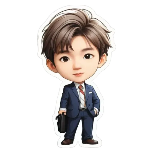 A cartoon picture of a man in a suit holding a briefcase.