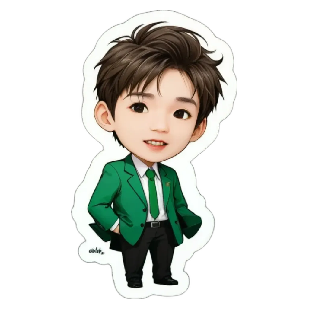 An anime character standing with his hands in his pockets.