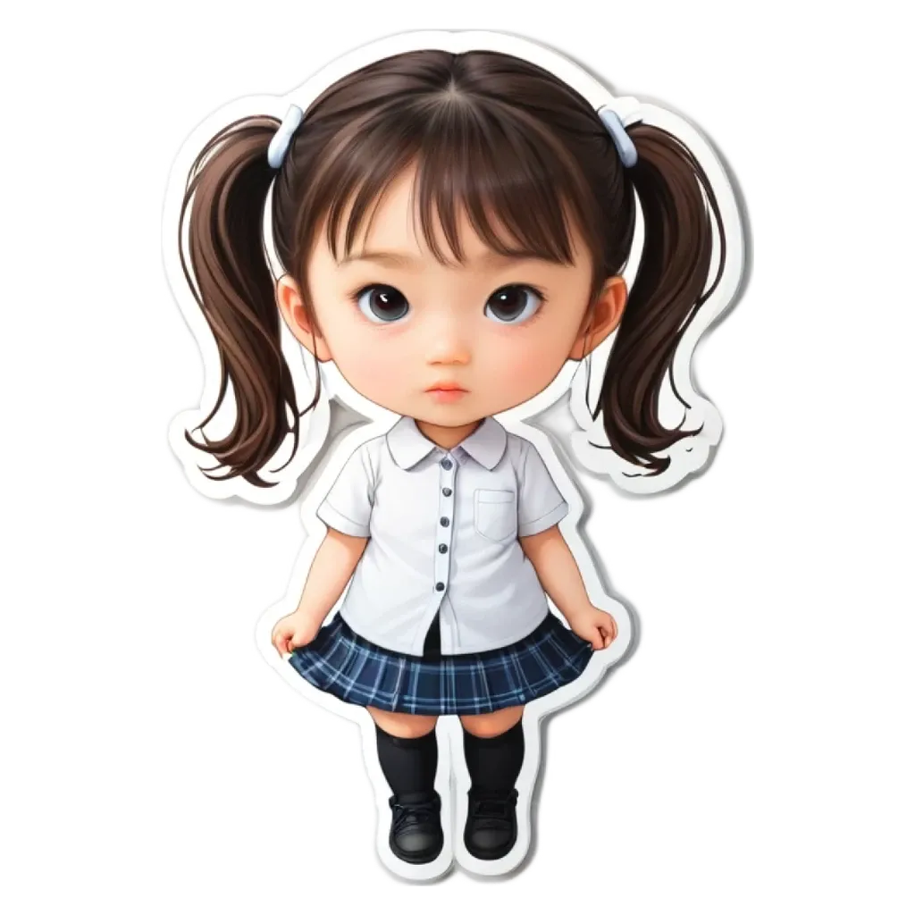 A girl with plaid hair is wearing a uniform.