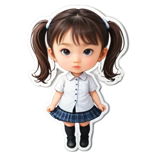 A girl with plaid hair is wearing a uniform.
