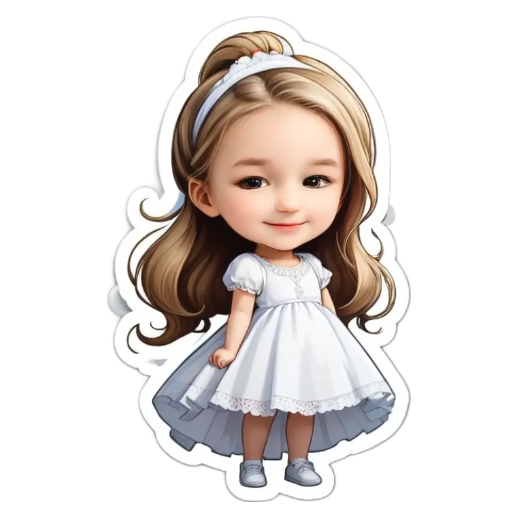 A girl is wearing a white dress.