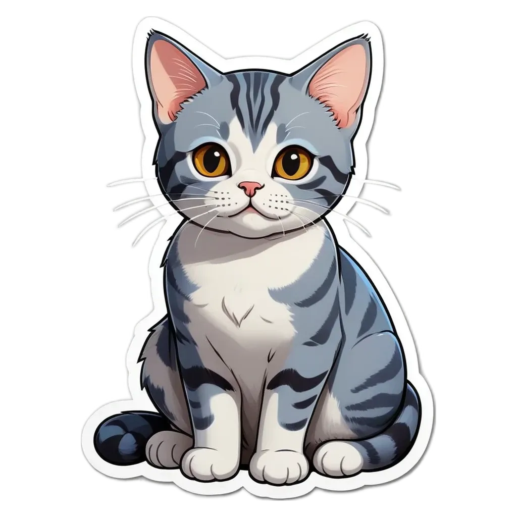 A cartoon cat with yellow eyes is sitting on a black and white background.