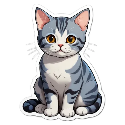 A cartoon cat with yellow eyes is sitting on a black and white background.