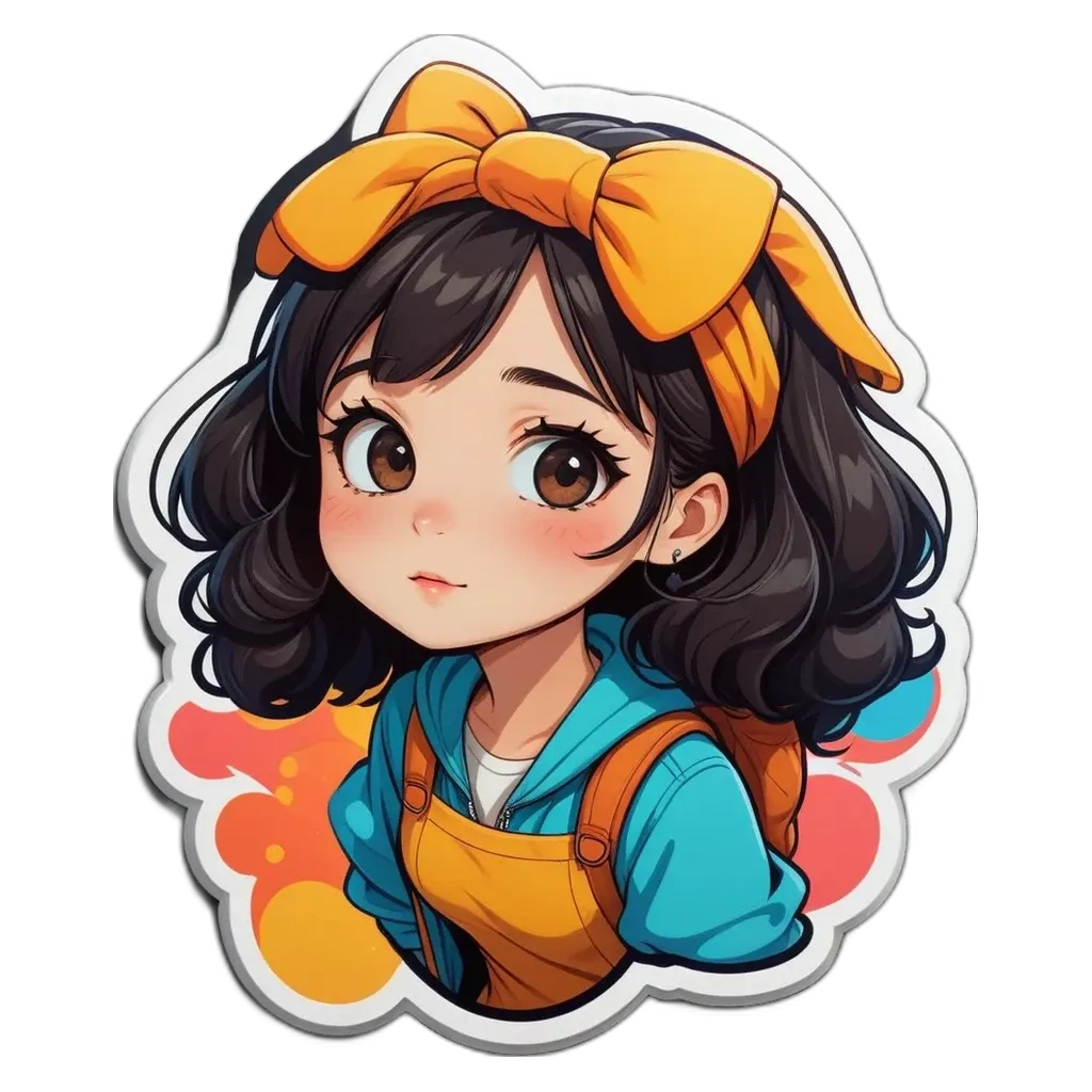 A girl with a bow in her hair is wearing a yellow dress.