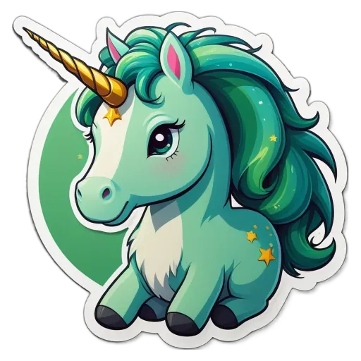 A unicorn with green eyes and green mane.