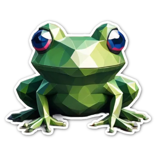 A frog in a polygonal shape sticker in green.