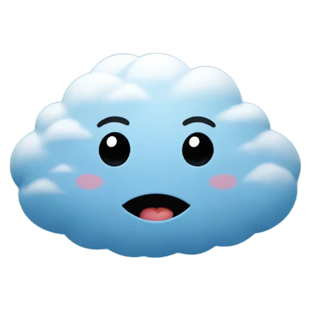 An emojis face that looks like a real cloud.