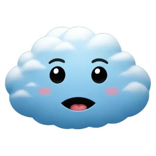 An emojis face that looks like a real cloud.